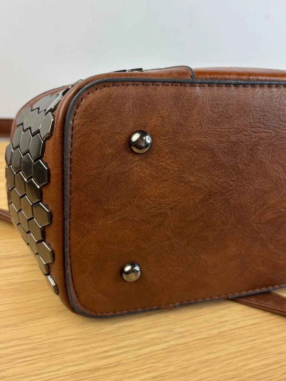 Vintage Inspired Doctor Bag Shape Gun Metal Rivets in Hexagonal Form- Unbranded